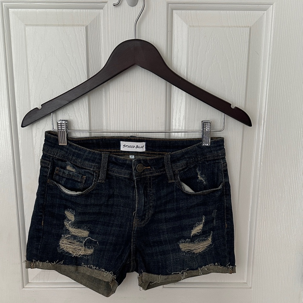 Spoiled Black Jean Shorts Distressed Denim